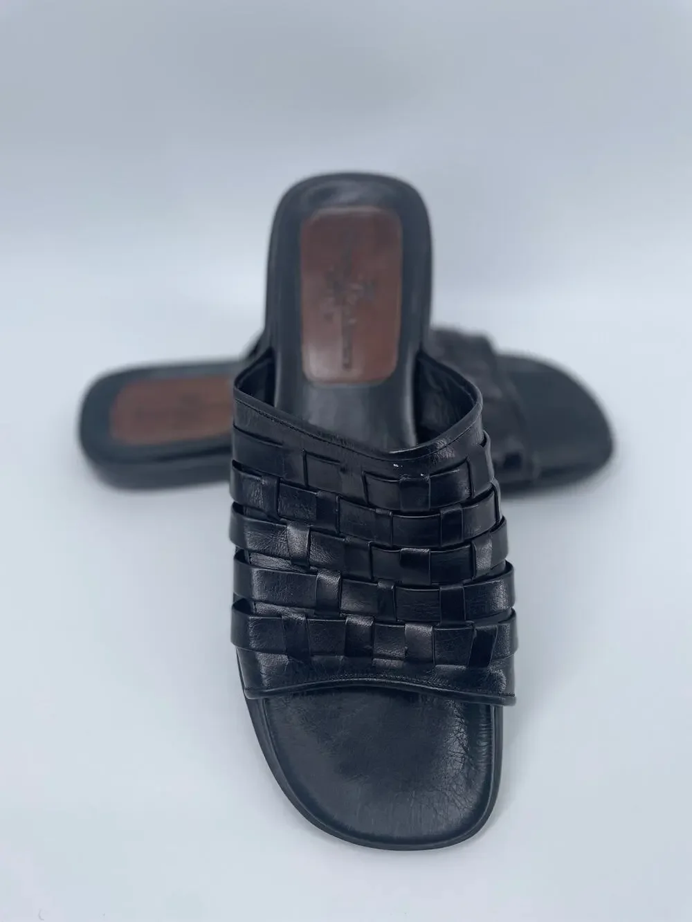 Tommy Bahama TB 303 Black Leather Slides/Sandals Men’s 11 Fisherman